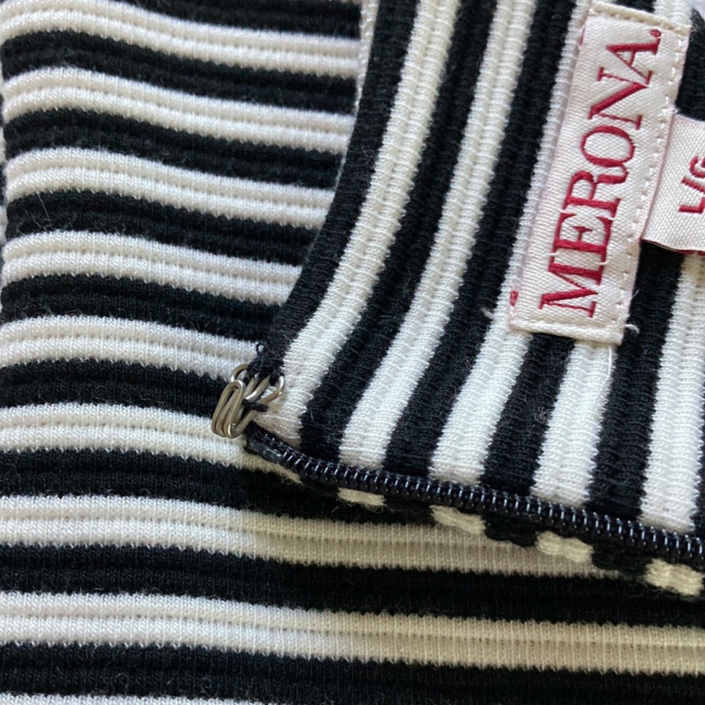 NWT Merona Spandex Blend Black & White Striped Sleeveless Dress L - Picture 11 of 11